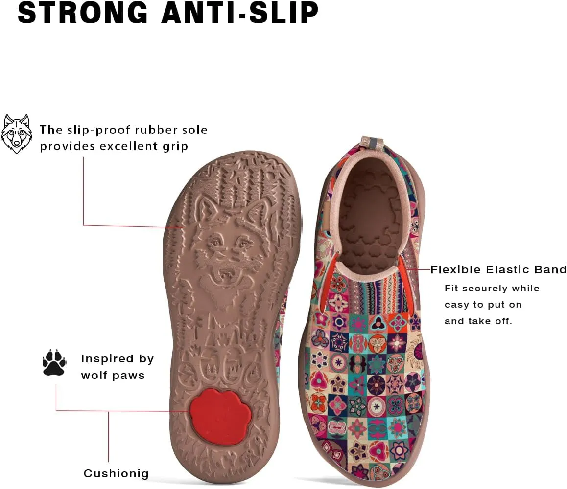 Womens Slip On Travel Shoes - Loafers Mandala Painted Sneakers Lightweight Comfortable Casual Walking Shoes