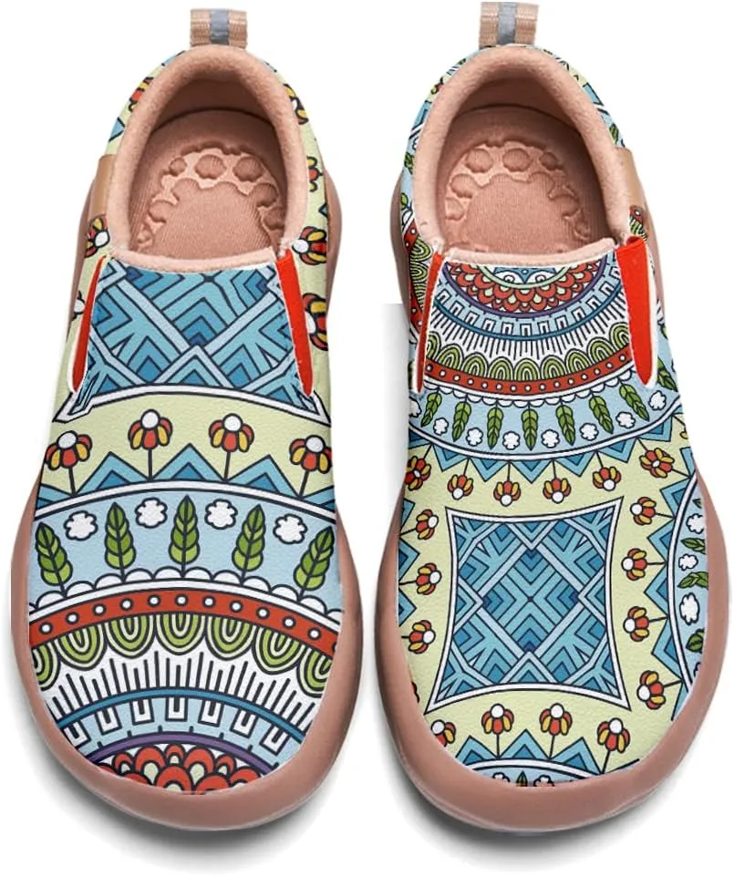 Womens Slip On Travel Shoes - Loafers Mandala Painted Sneakers Lightweight Comfortable Casual Walking Shoes