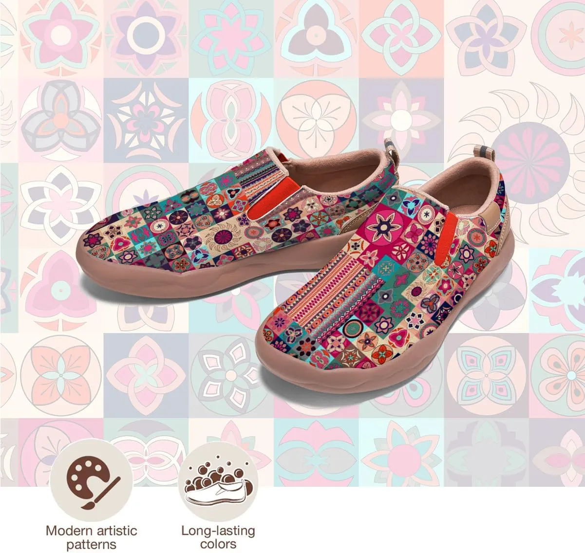 Womens Slip On Travel Shoes - Loafers Mandala Painted Sneakers Lightweight Comfortable Casual Walking Shoes