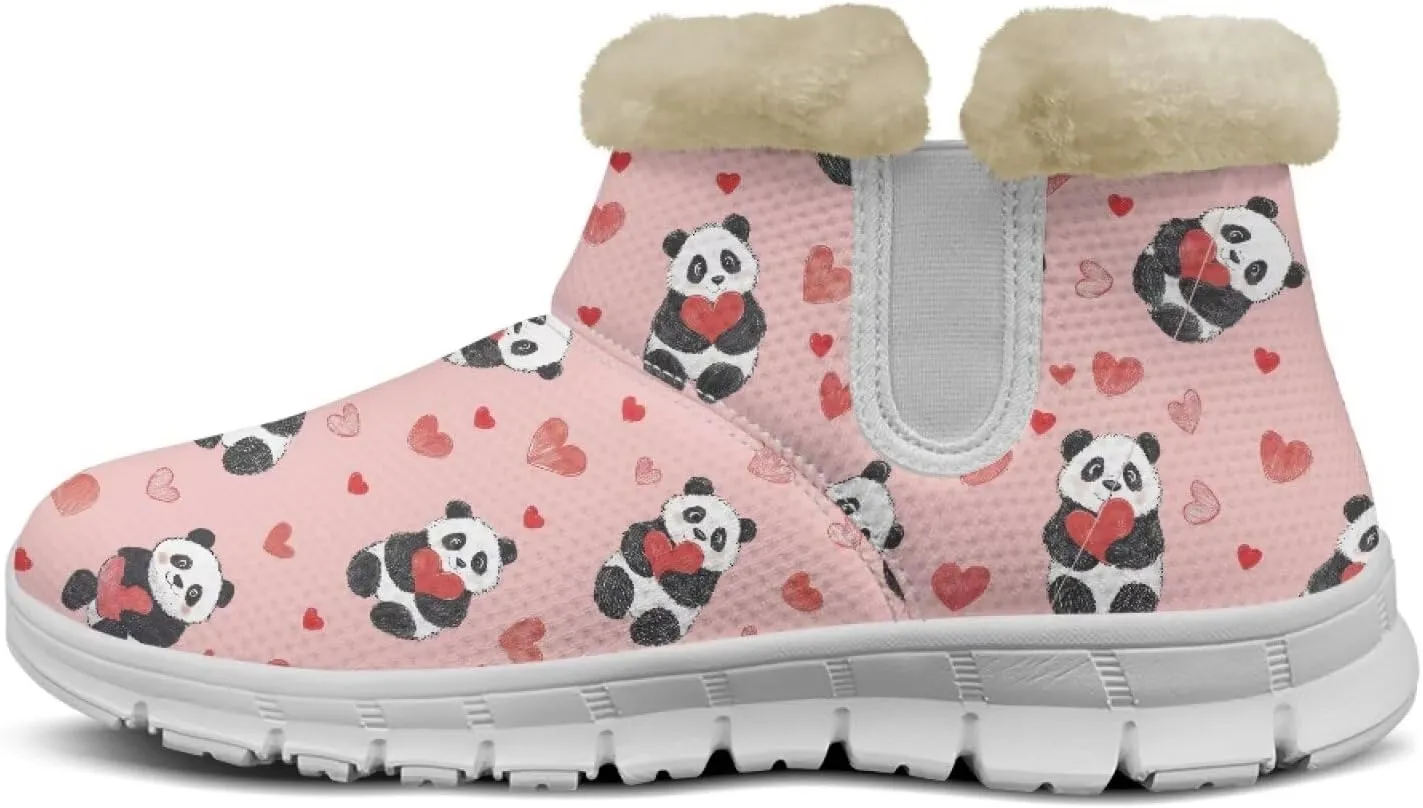 Womens Snow Boots White Sole Booties Short Ankle Boots Mid Calf Winter Boots Wide Width Slip On Boots Warm Shoes
