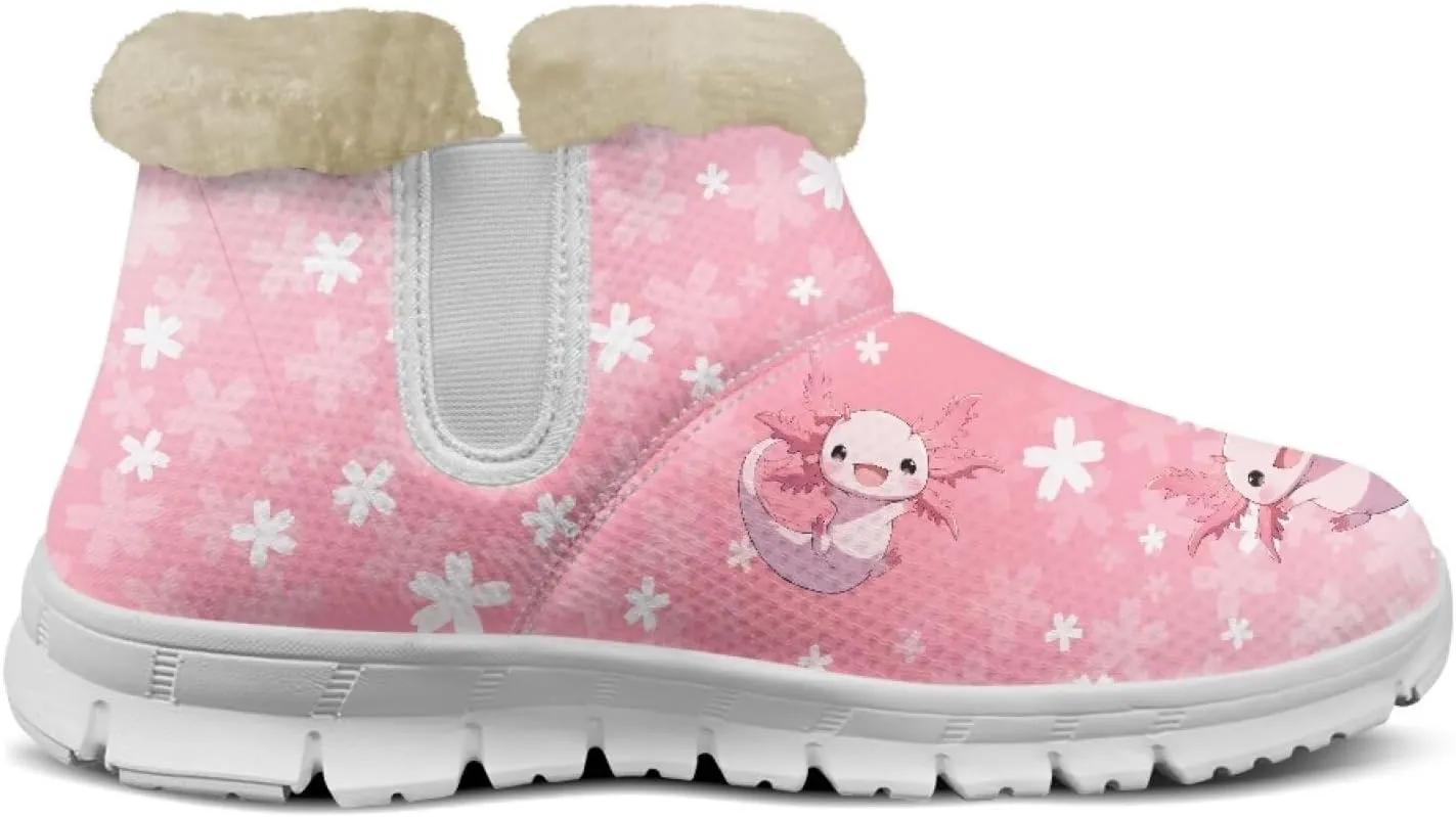 Womens Snow Boots White Sole Booties Short Ankle Boots Mid Calf Winter Boots Wide Width Slip On Boots Warm Shoes