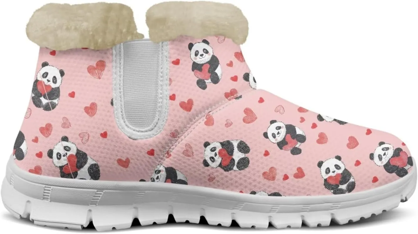 Womens Snow Boots White Sole Booties Short Ankle Boots Mid Calf Winter Boots Wide Width Slip On Boots Warm Shoes