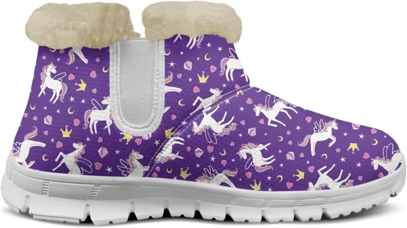 Womens Snow Boots White Sole Booties Short Ankle Boots Mid Calf Winter Boots Wide Width Slip On Boots Warm Shoes