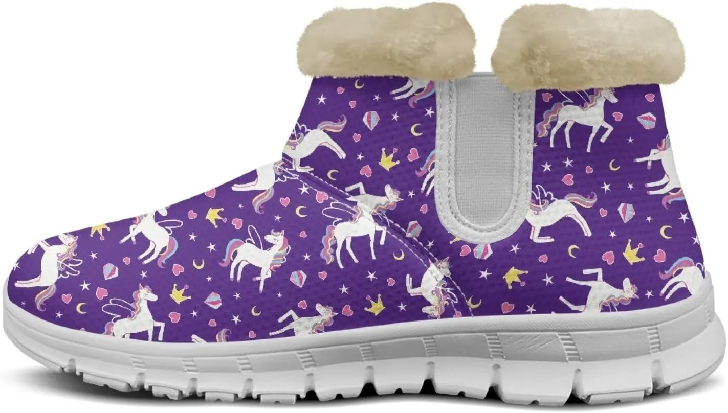 Womens Snow Boots White Sole Booties Short Ankle Boots Mid Calf Winter Boots Wide Width Slip On Boots Warm Shoes