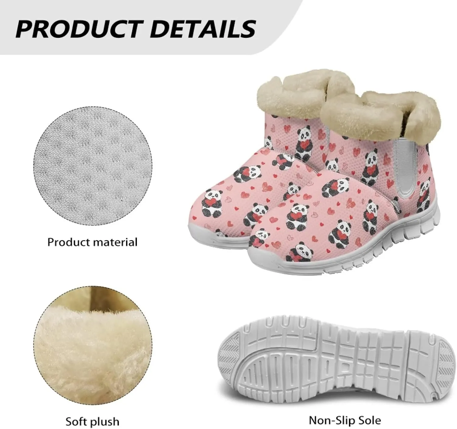Womens Snow Boots White Sole Booties Short Ankle Boots Mid Calf Winter Boots Wide Width Slip On Boots Warm Shoes