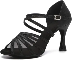 Women's Stylish Open Toe Ballroom Latin Tango Rumba Party Wedding Practice Dance Shoes