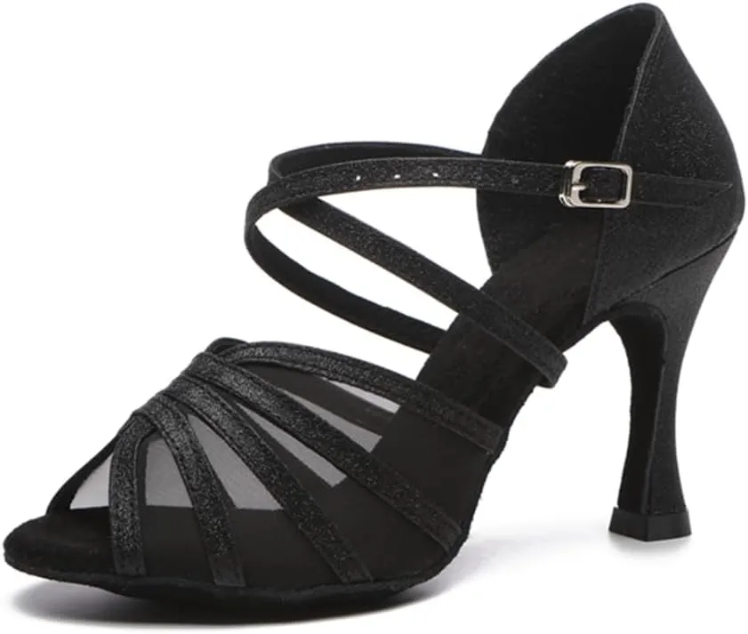 Women's Stylish Open Toe Ballroom Latin Tango Rumba Party Wedding Practice Dance Shoes