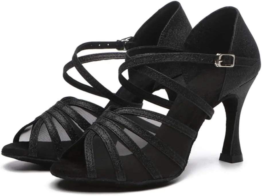 Women's Stylish Open Toe Ballroom Latin Tango Rumba Party Wedding Practice Dance Shoes