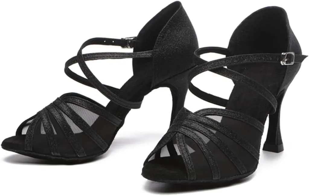 Women's Stylish Open Toe Ballroom Latin Tango Rumba Party Wedding Practice Dance Shoes
