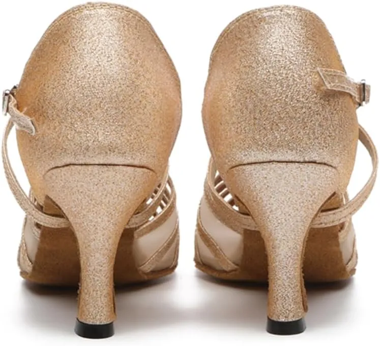 Women's Stylish Open Toe Ballroom Latin Tango Rumba Party Wedding Practice Dance Shoes