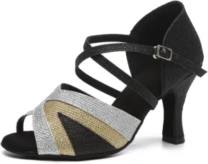 Women's Stylish Open Toe Ballroom Latin Tango Rumba Party Wedding Practice Dance Shoes