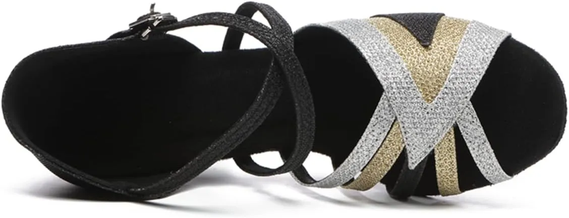 Women's Stylish Open Toe Ballroom Latin Tango Rumba Party Wedding Practice Dance Shoes