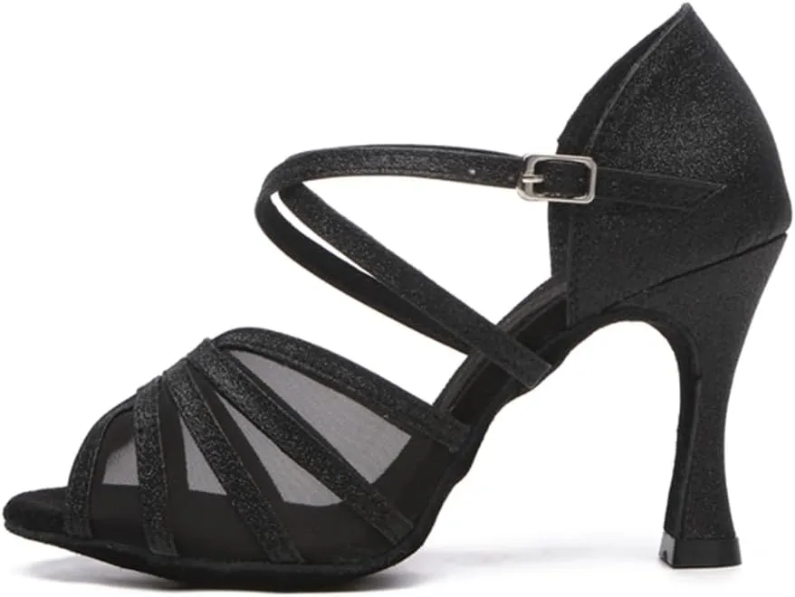 Women's Stylish Open Toe Ballroom Latin Tango Rumba Party Wedding Practice Dance Shoes