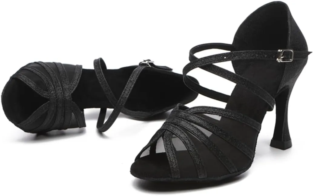 Women's Stylish Open Toe Ballroom Latin Tango Rumba Party Wedding Practice Dance Shoes