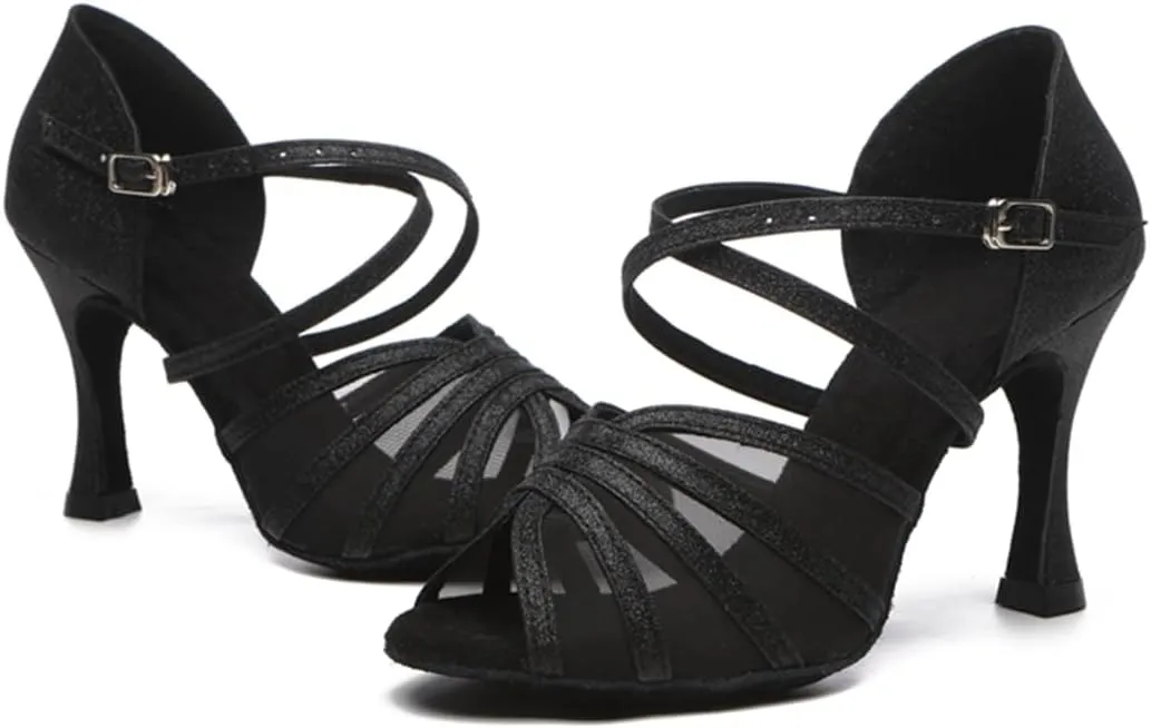Women's Stylish Open Toe Ballroom Latin Tango Rumba Party Wedding Practice Dance Shoes