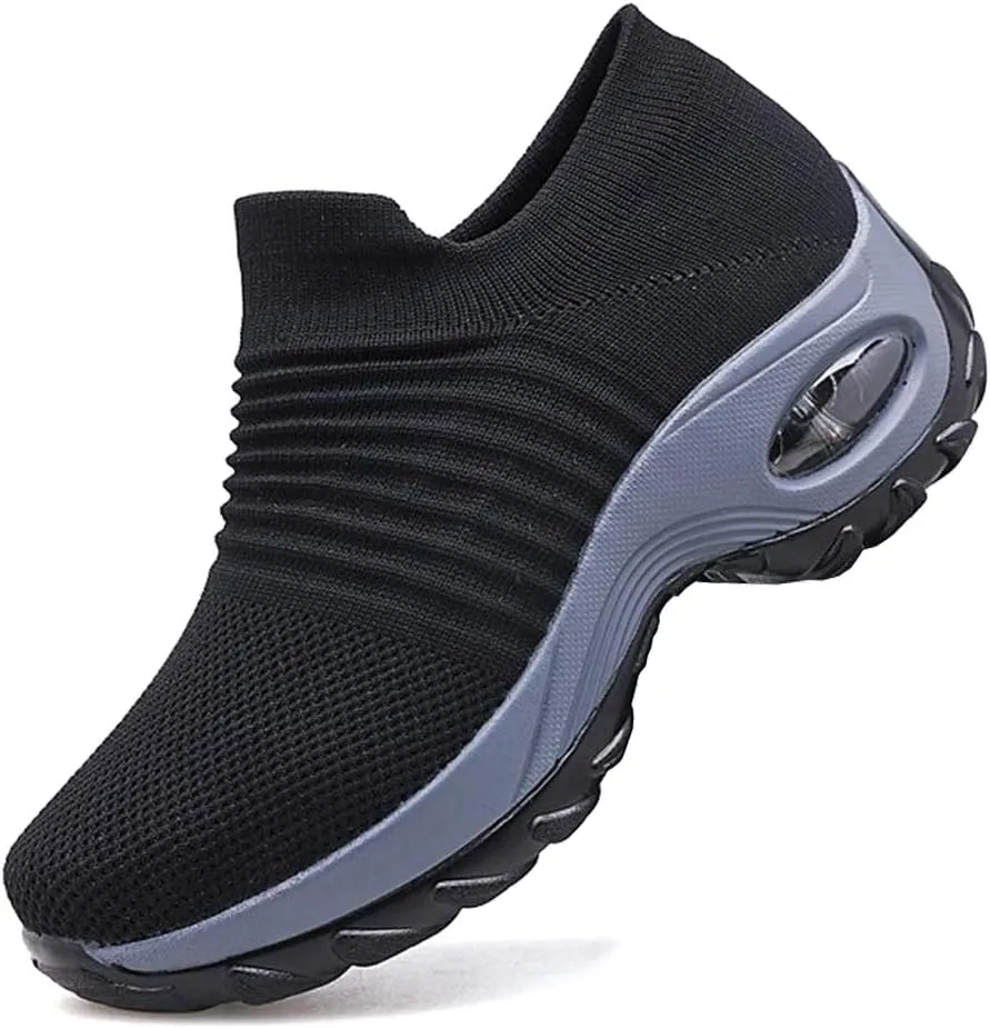 Women's Walking Shoes Breathable Mesh Sneakers Slip On Lightweight Work Shoes Knit Nurse Shoes Air Cushion Gym Modern Dance Shoes