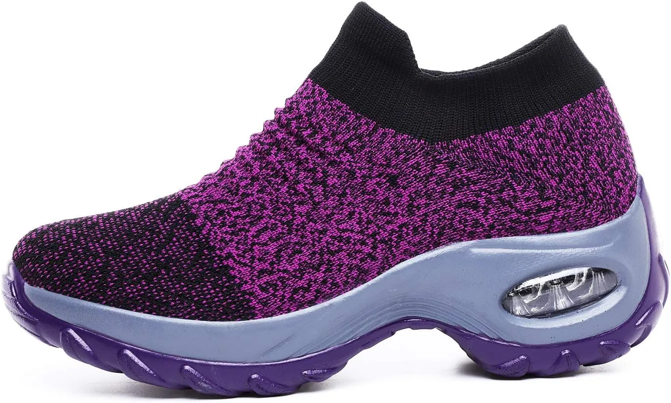 Women's Walking Shoes Breathable Mesh Sneakers Slip On Lightweight Work Shoes Knit Nurse Shoes Air Cushion Gym Modern Dance Shoes