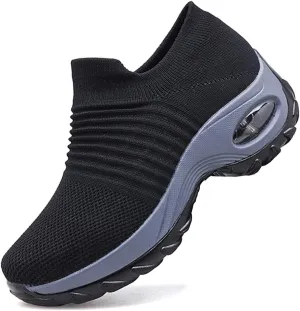 Women's Walking Shoes Breathable Mesh Sneakers Slip On Lightweight Work Shoes Knit Nurse Shoes Air Cushion Gym Modern Dance Shoes