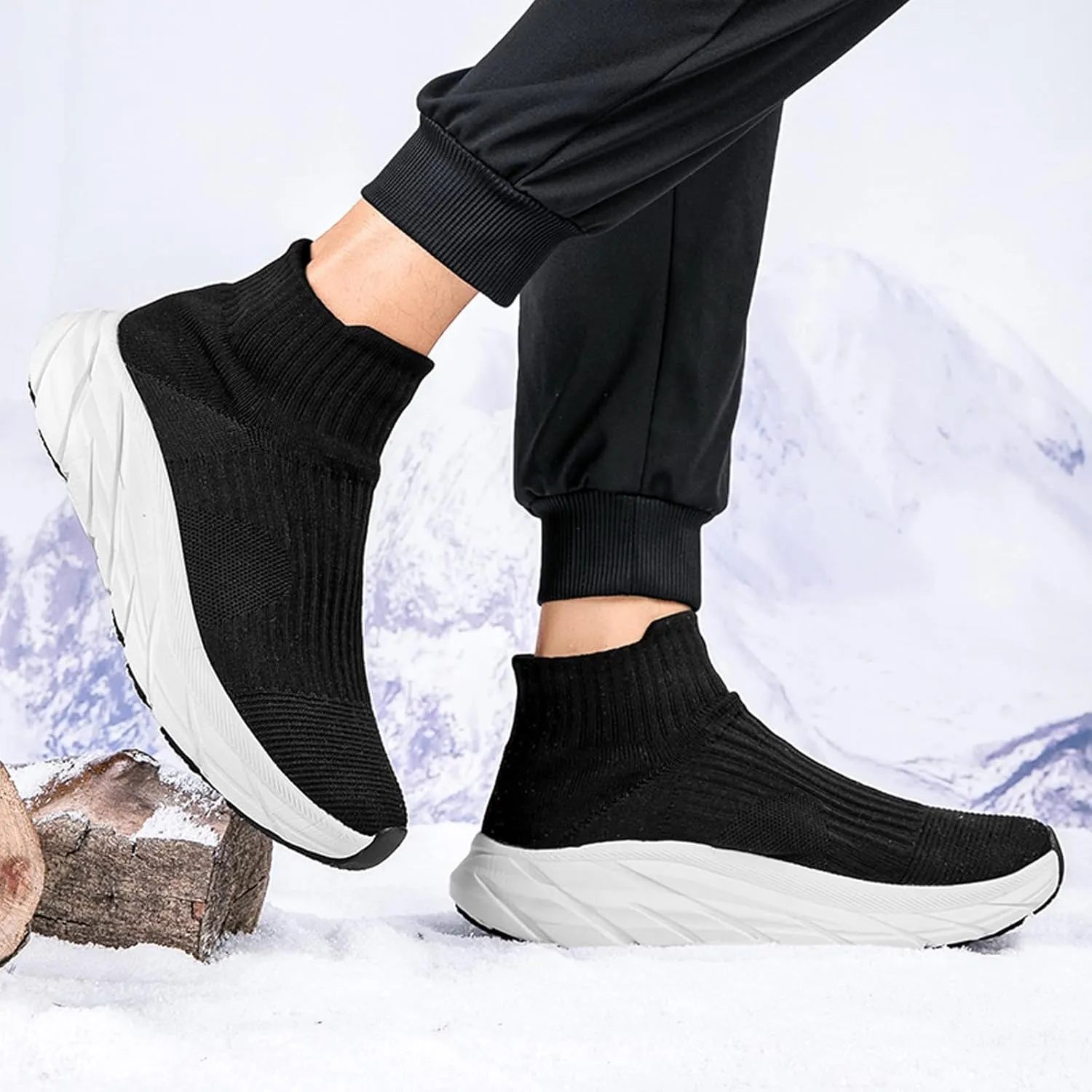Womens Walking Shoes Mens Breathable Knit Slip On Sneakers Fur Lined Lining Winter Shoes for Women Work Gym Trainers Stylish Shoes