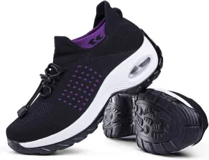 Women's Walking Shoes Sock Sneakers - Mesh Slip On Air Cushion Lady Girls Modern Jazz Dance Easy Shoes Platform Loafers