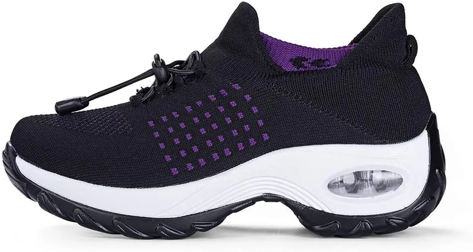 Women's Walking Shoes Sock Sneakers - Mesh Slip On Air Cushion Lady Girls Modern Jazz Dance Easy Shoes Platform Loafers