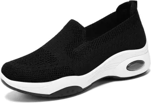 Womens Walking Shoes Summer Breathable Mesh Hollow Out Orthopedic Sneakers Lightweight Comfortable Soft Sole Slip On Platform Sneaker Athletic Air Cushion Sports Shoes Arch Support
