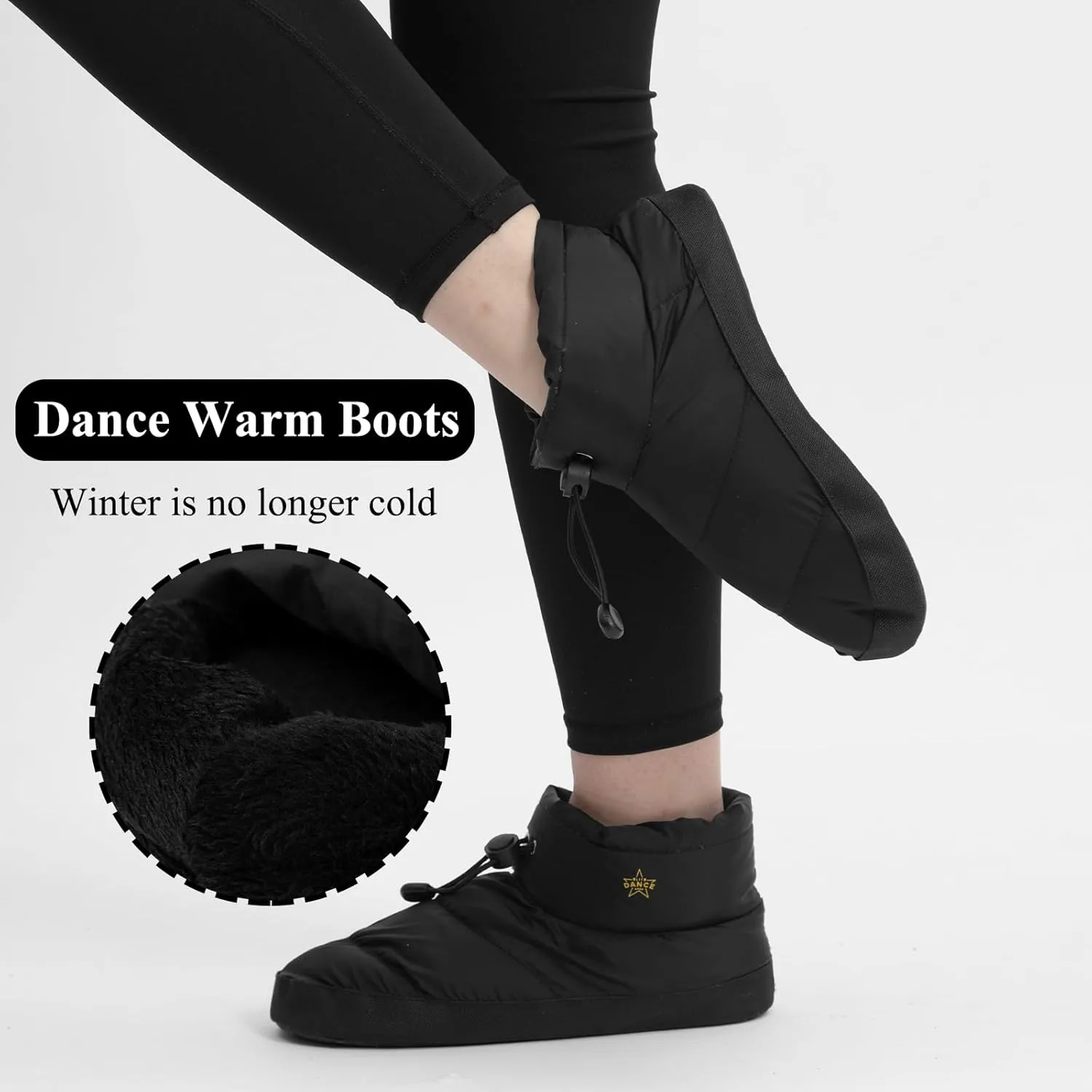 Women's Warm Up Bootie Dance Shoe, Girl's Ballet Dance Boot Slipper, Comfortable Insulated Slip-On Shoes for Ballet Jazz Dancer, Filling-in Duck Down