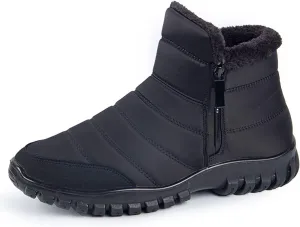 XIRUJNFD Men's Waterproof Warm Cotton Zipper Snow Ankle Boots, Snow Boots for Men, Waterproof Ankle Boots for Men