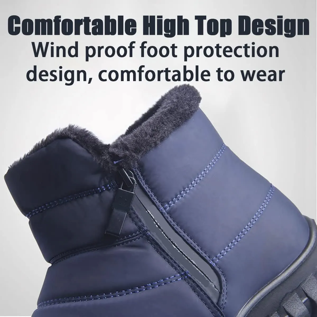 XIRUJNFD Men's Waterproof Warm Cotton Zipper Snow Ankle Boots, Snow Boots for Men, Waterproof Ankle Boots for Men
