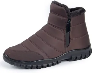 XIRUJNFD Men's Waterproof Warm Cotton Zipper Snow Ankle Boots, Snow Boots for Men, Waterproof Ankle Boots for Men