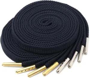 YJRVFINE Solid Flat Shoe Laces: Metal Tips Thick Shoelaces for Sneakers 2 Pair