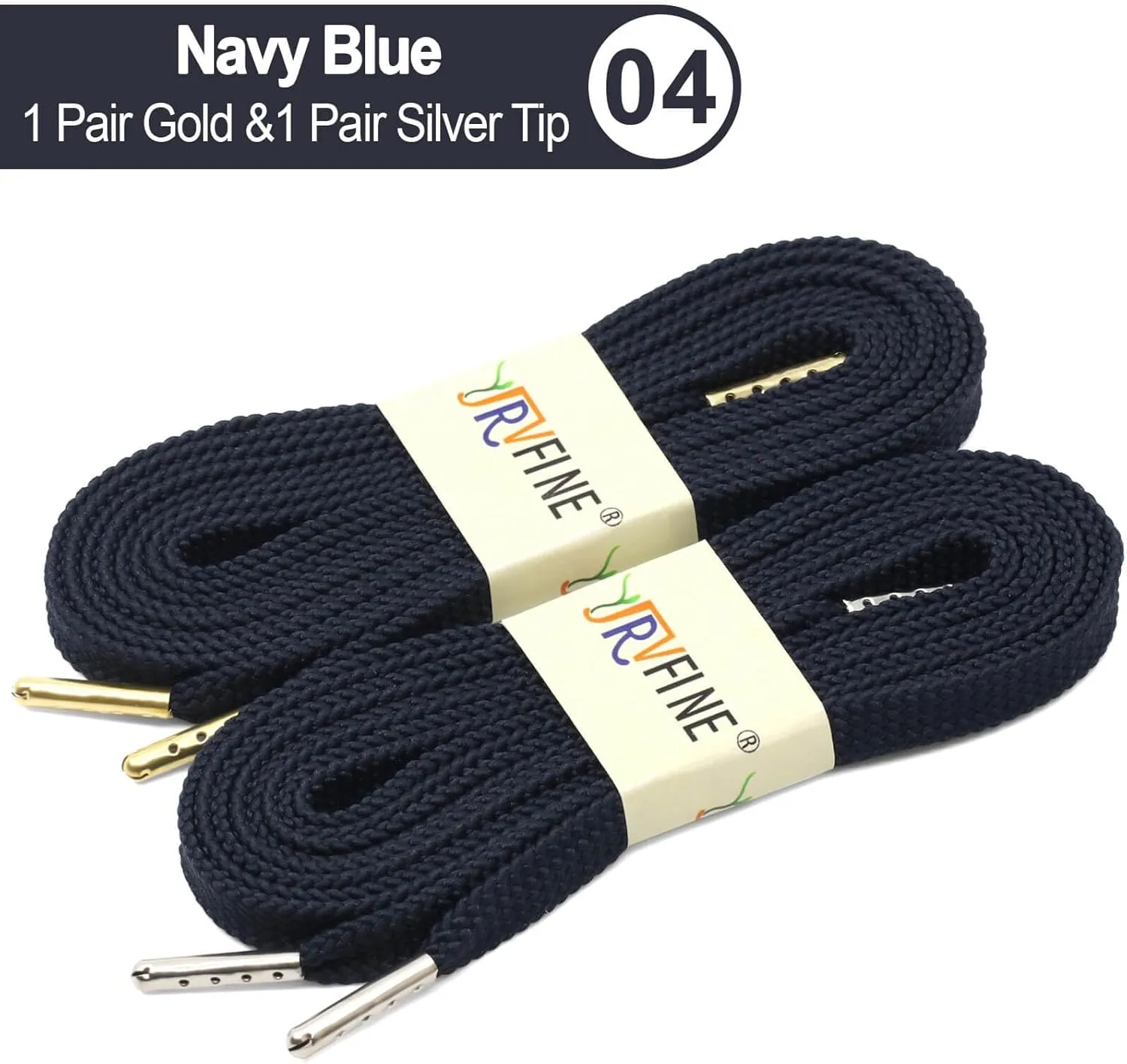 YJRVFINE Solid Flat Shoe Laces: Metal Tips Thick Shoelaces for Sneakers 2 Pair