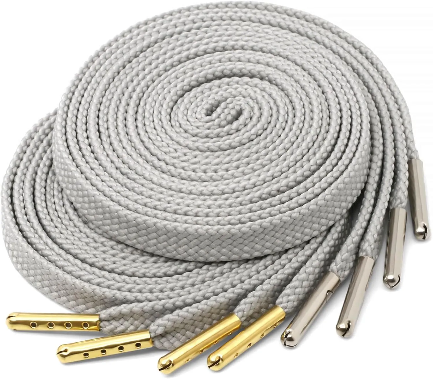 YJRVFINE Solid Flat Shoe Laces: Metal Tips Thick Shoelaces for Sneakers 2 Pair