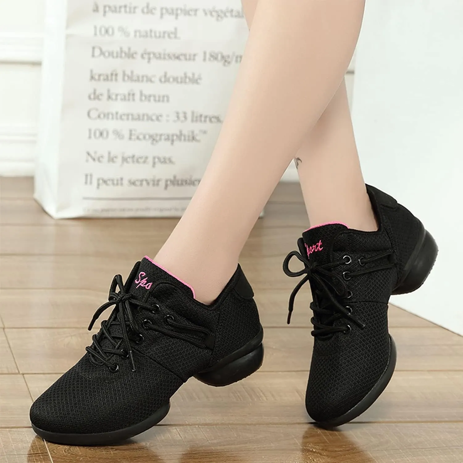 YUKTOPA Womens Dance Sneakers Jazz Shoes Lace-up Walking Shoes Lightweight Breathable Lady Platform Shoes