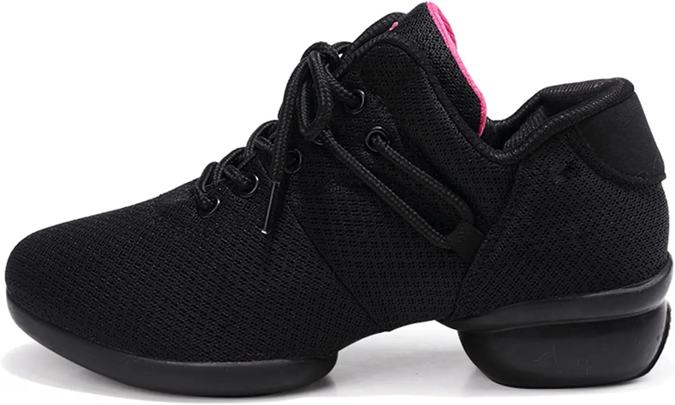 YUKTOPA Womens Dance Sneakers Jazz Shoes Lace-up Walking Shoes Lightweight Breathable Lady Platform Shoes