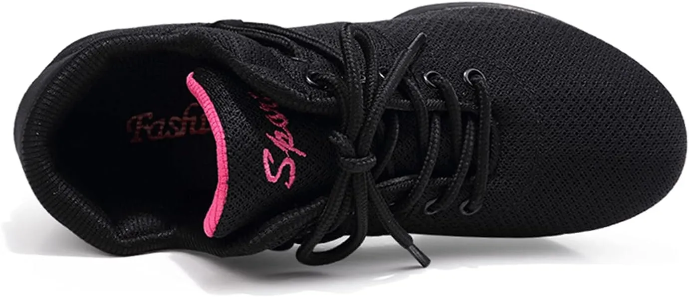 YUKTOPA Womens Dance Sneakers Jazz Shoes Lace-up Walking Shoes Lightweight Breathable Lady Platform Shoes